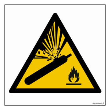 GD029 Ostrzeżenie przed butlami pod ciśnieniem - arkusz 12 naklejek