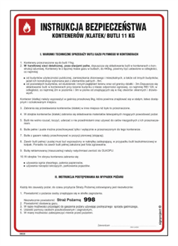 DB030 Instrukcja bezpieczeństwa kontenerów (klatek) butli 11 kg