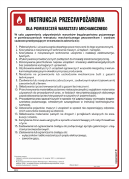 DB012 Instrukcja przeciwpożarowa dla pomieszczeń warsztatu mechanicznego