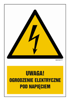 HA020 Uwaga ogrodzenie elektryczne pod napięciem