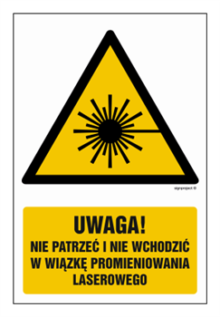 GF014 Uwaga - nie patrzeć i nie wchodzić w wiązkę promieniowania laserowe - opakowanie 10 sztuk