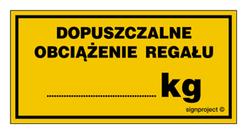 NC095 Dopuszczalne obciążenie regału ....... kg - arkusz 6 naklejek