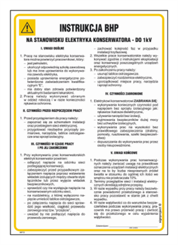 IAF13 Instrukcja BHP na stanowisku elektryka konserwatora do 1kV