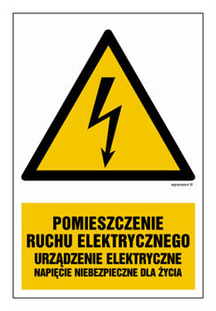 HA028 Pomieszczenie ruchu elektrycznego urządzenie elektryczne napięcie niebezpieczne dla życia - arkusz 9 naklejek