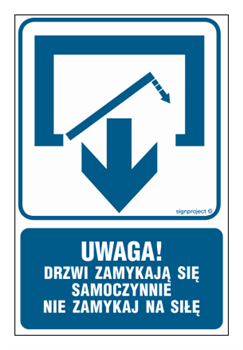 RB010 Uwaga! Drzwi zamykają się samoczynnie