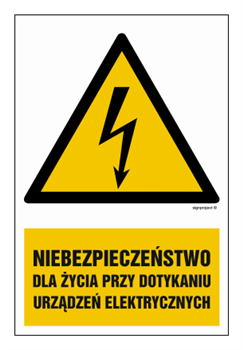 HA006 Niebezpieczeństwo dla życia przy dotykaniu urządzeń elektrycznych - arkusz 9 naklejek