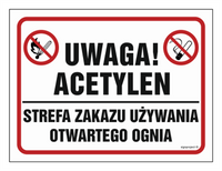 NB016 Uwaga acetylen! Strefa zakazu używania otwartego ognia