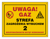 NB030 Uwaga gaz. Strefa zagrożenia wybuchem 2. Nieupoważnionym wstęp wzbroniony