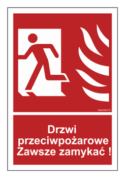 BC055 Drzwi przeciwpożarowe. Zawsze zamykać! lewostronne