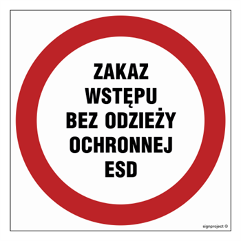 GB041 Zakaz wstępu bez odzieży ochronnej ESD