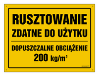 OA145 Rusztowanie zdatne do użytku Dopuszczalne obciążenie 200 kg/m2
