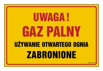 JD045 Uwaga! Gaz palny. Używanie otwartego ognia zabronione