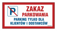 ND060 Zakaz parkowania Parking tylko dla klientów i dostawców