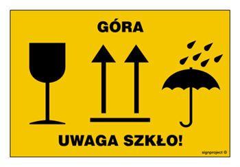 MA013 Nalepka na przesyłkę - łączona, ładunek łatwotłukący, góra ładunku, chronić przed wilgocią - arkusz 6 naklejek