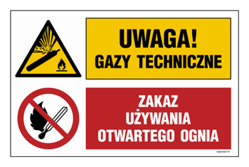 OI038 Uwaga! gazy techniczne, Zakaz używania otwartego ognia