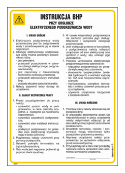 IAG39 Health and safety instructions for the operation of an electric water heater