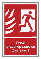 BB014 Fire door Close! The direction of the escape route to the right