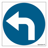 SA025 Go left (turning behind sign)
