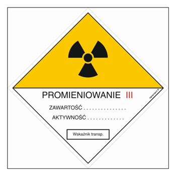 KA005 Warning sign for marking category III transport consignments