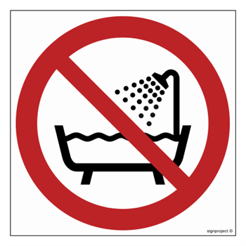 GA026 Prohibition of using the device in the bathtub, shower and water tanks