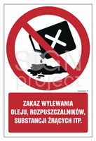 GC070 Prohibition of pouring oil, solvents for corrosive substances, etc. - pack of 10