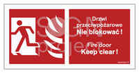 BC050 Fire Door, Do Not Block! Fire door, Keep clear! left side
