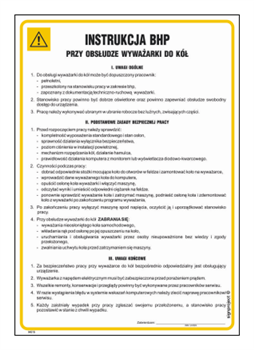 IAE15 Occupational health and safety instructions for the operation of the wheel balancer