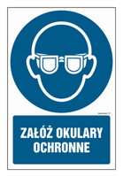 GL051 Put on safety glasses - sheet of 9 stickers