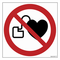 GA007 No entry for people with pacemakers - sheet of 12 stickers