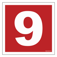 BC029 Number 9 - sheet of 12 stickers