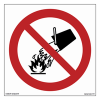 BA003 Do not extinguish with water - sheet of 12 stickers