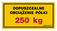 NC118 Permissible shelf load 250 kg - sheet of 6 stickers