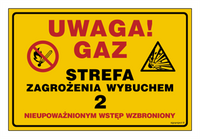 JD051 Attention! Gas. Explosion hazard zone 6