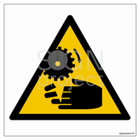 GE021 Warning against the risk of cutting fingers by rotating parts