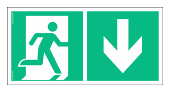 AE099 Direction to emergency exit down right