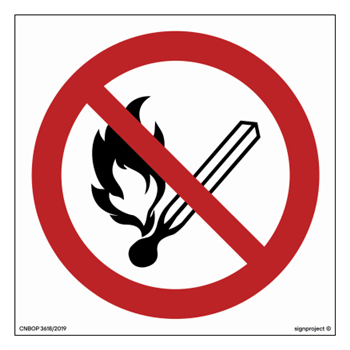 BA002 No naked flames - no smoking - sheet of 12 stickers