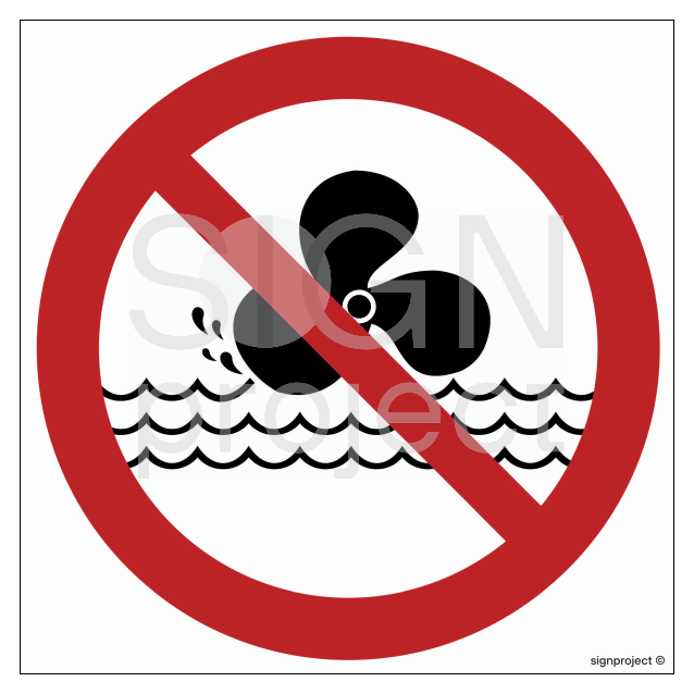 OD003 Prohibition of internal combustion engines for boats 25 x 25 cm