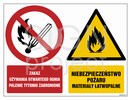 GM001 No naked flames No smoking Danger of fire Flammable materials