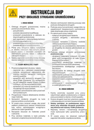 IAB09 Health and safety instructions for the use of a thickness planer