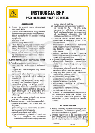 IAC24 Safety instructions for the use of a metal press