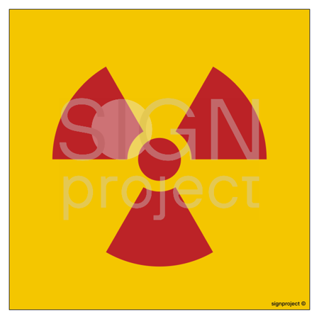 KA001 Warning sign for labeling the direct packaging of an open source of radiation - a sheet of 12 stickers