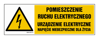 HB026 Pomieszczenie ruchu elektrycznego urządzenie elektryczne napięcie niebezpieczne dla życia