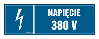 HI001 Napięcie 380 V - arkusz 8 naklejek - arkusz 8 naklejek