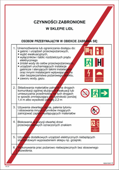 IAL03 Instrukcja Lidl - Czynności zabronione w sklepie Lidl