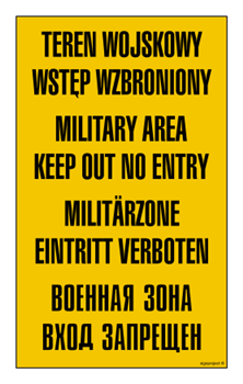 JE001 Teren wojskowy wstęp wzbroniony