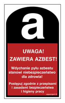 LC003 Uwaga! Zawiera azbest - arkusz 15 naklejek