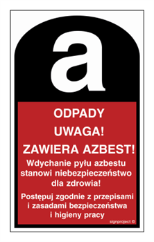 LC004 Uwaga! Zawiera azbest - arkusz 15 naklejek