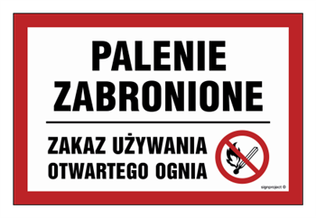 NC010 Palenie zabronione - zakaz używania otwartego ognia