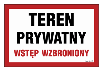 NC031 Teren prywatny wstęp wzbroniony