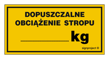 NC081 Dopuszczalne obciążenie stropu .......kg